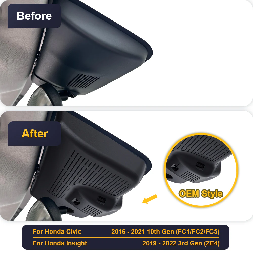 FITCAMX Dash Cam for 2016-2021(10th Gen) Honda Civic/ 2019-2022(3rd Gen) Honda Insight - Image 4