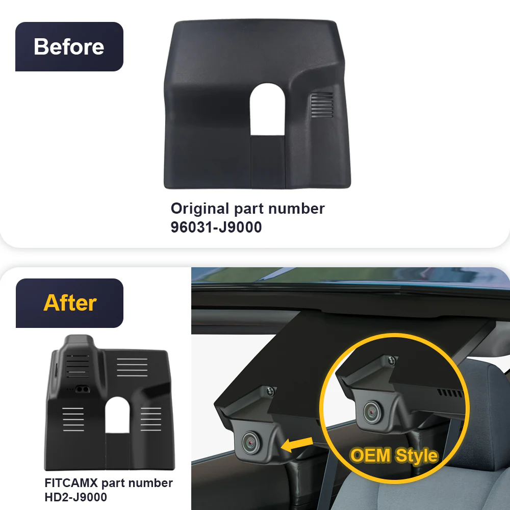 Fitcamx Dash Cam for 2019 - 2022 Hyundai Veloster and Veloster N 2nd Gen (JS) (Rear Mirror Cover part number 96031-J9000) - Image 3