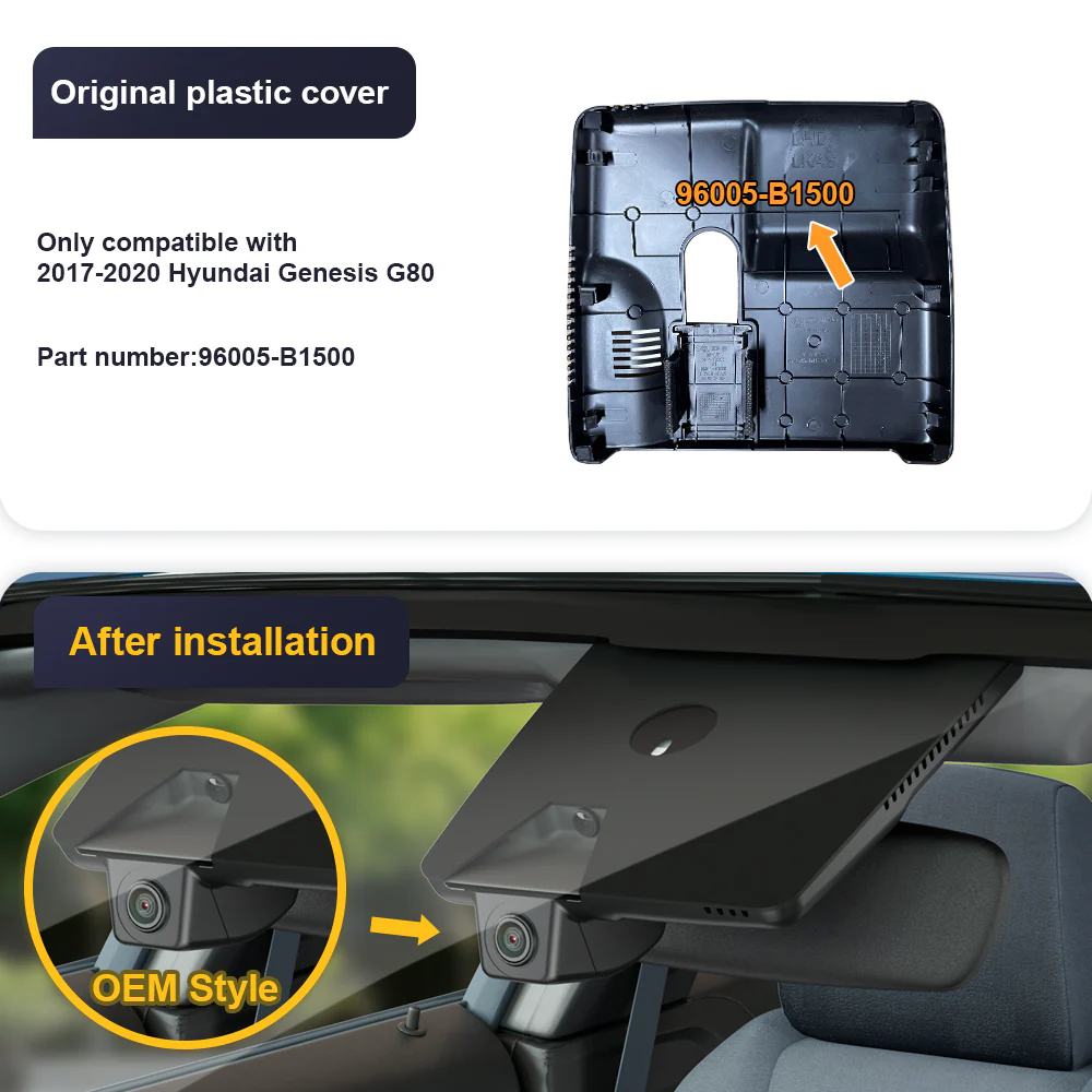 FITCAMX Dash Cam for Genesis G80 2017-2020 (Rear Mirror Cover part number 96005-B1500) - Image 4