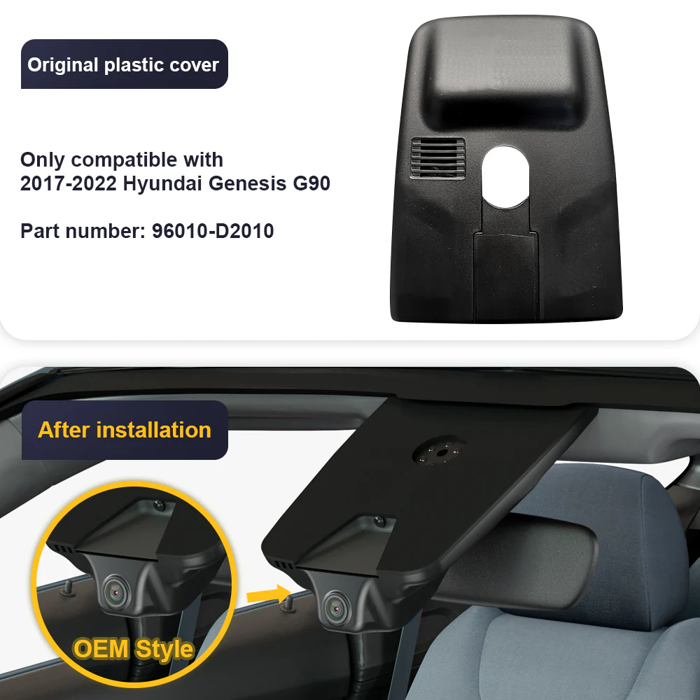 FITCAMX Dash Cam for Genesis G90 2017-2022 (Rear Mirror Cover part number 96010-D2010) - Image 3