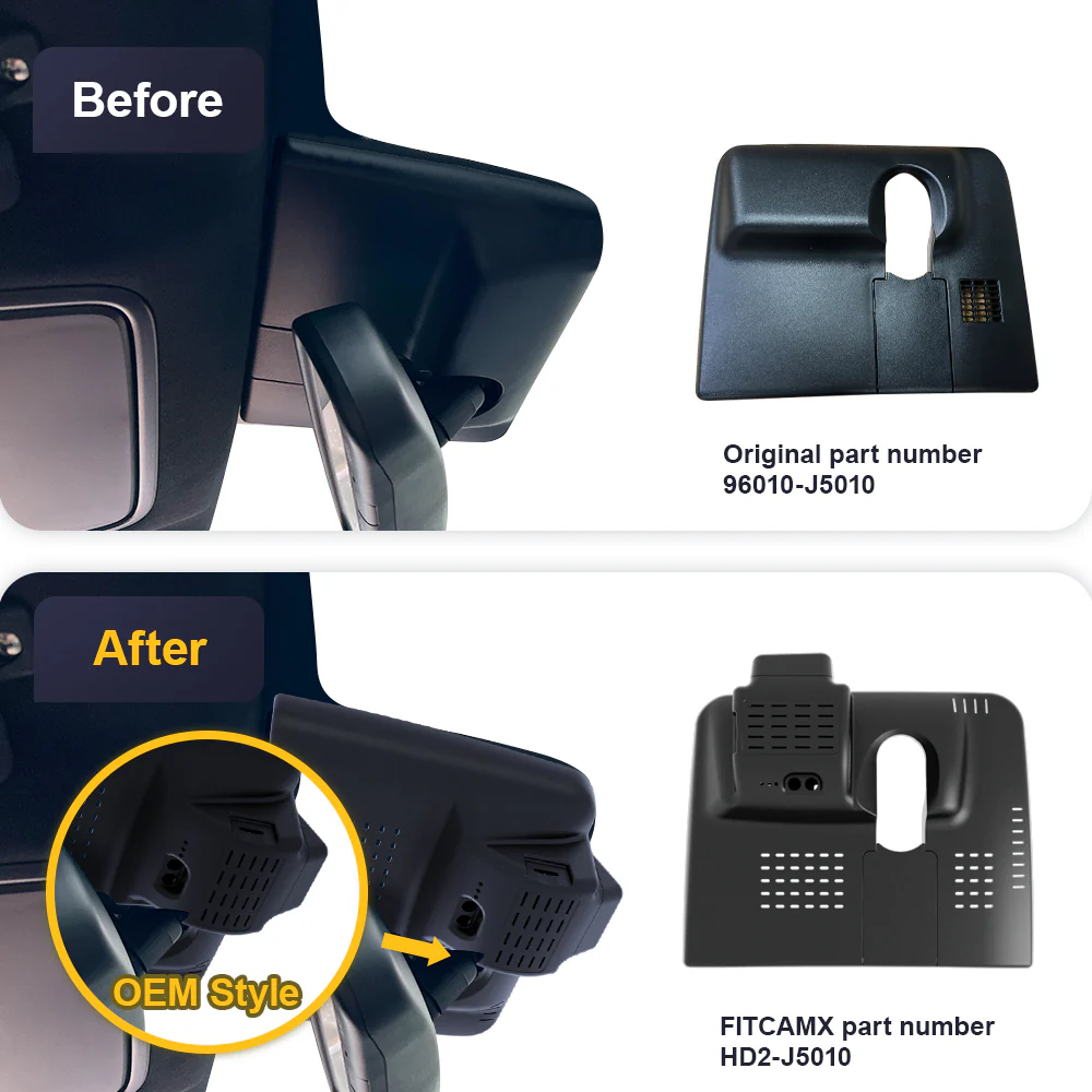 Fitcamx Dash Cam for Kia Stinger 2018 - 2021 1st Gen (Rear Mirror Cover part number 96010-J5010) - Image 3